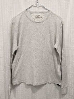 Faherty Light Gray Thermal Waffle Henley Long-Sleeve Shirt Large